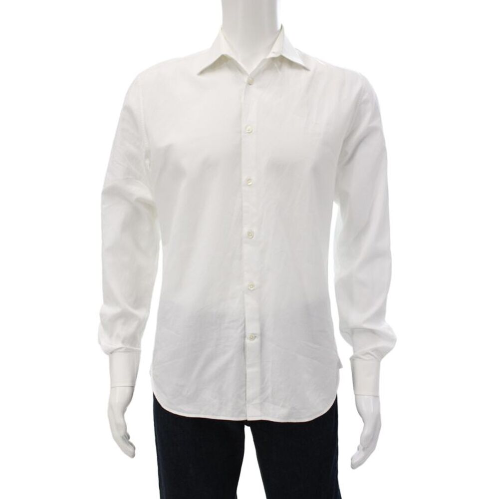 John Varvatos Mens Cotton Long Sleeve Button Up Shirt White Size 15/34/35